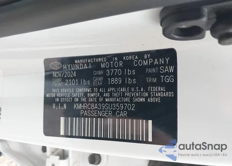 2025 Hyundai Venue Sel z USA, uszkodzony, nr VIN KMHRC8A39SU359702